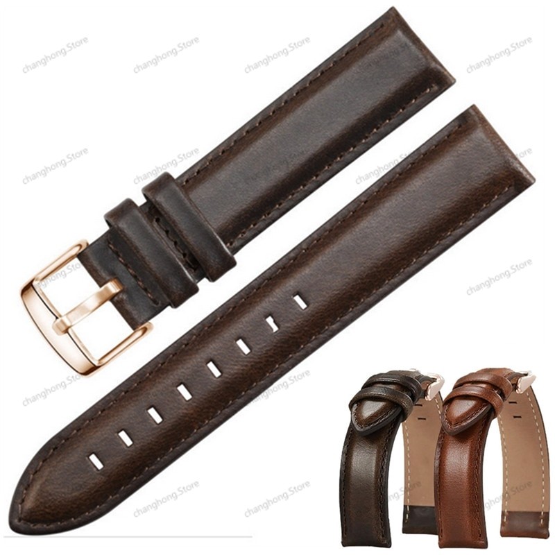 Dây đeo đồng hồ thủ công bằng da thật 14mm 18mm 20mm 22mm cho DW Diesel Fossil Timex Dây đeo đồng hồ