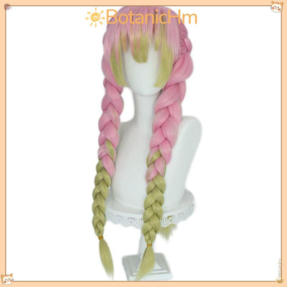 Tóc giả cosplay Demon Slayer Mitsuri Kanroji, màu xanh hồng, chất lượng cao