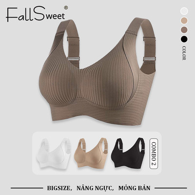 FallSweet 2 Cái Áo Lót Phù Hợp Nhiều Size, Không Dây, Mềm Mại và Thoáng Khí - Kích Cỡ M đến 4XL