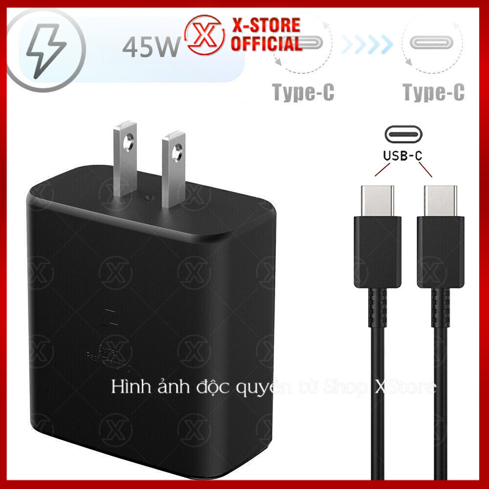 Adapter sạc 45W hiệu năng cao cho Samsung, củ sạc nhanh PD PPS cho S24 Ultra Tab S9, adapter sạc 45W