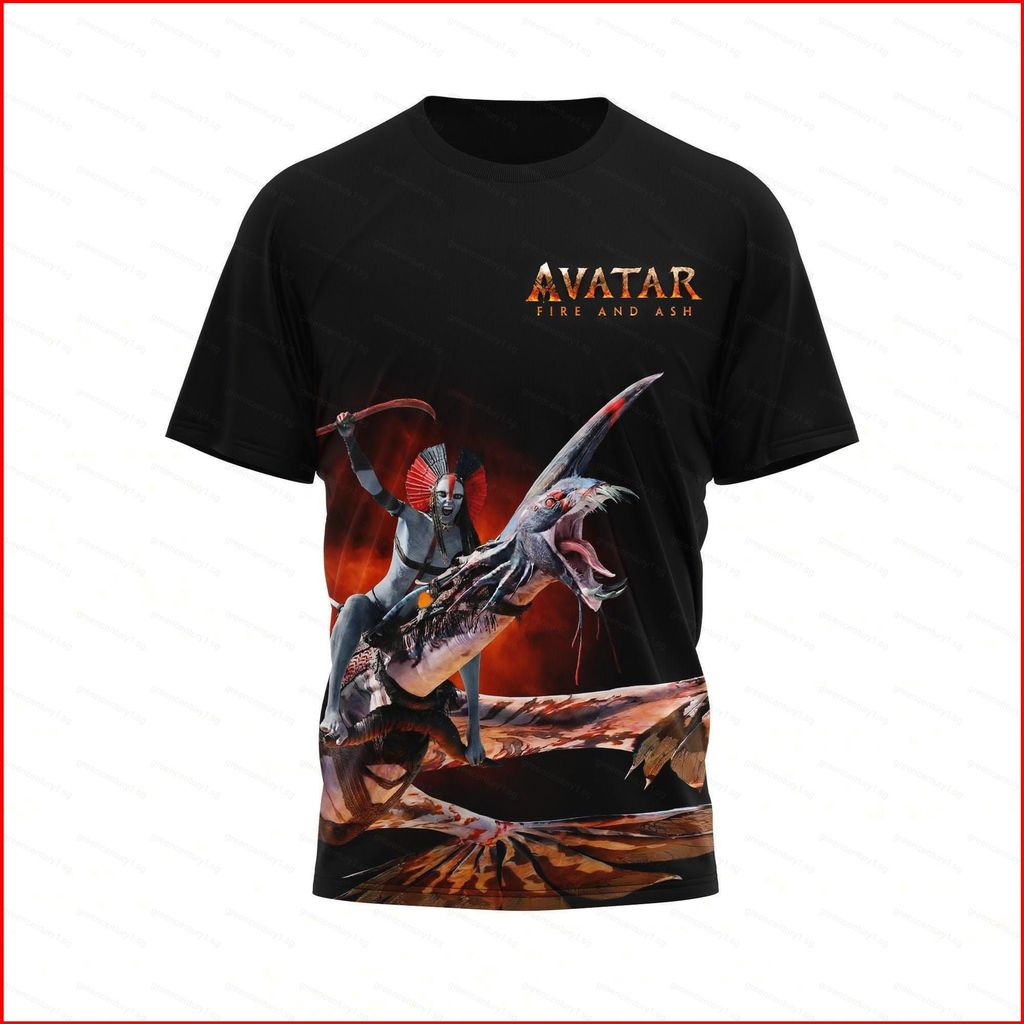 Áo thun bông Avatar 3 Fire and Ash -Jake Sully & Neytiri-, tay ngắn, mát mẻ cho mùa hè