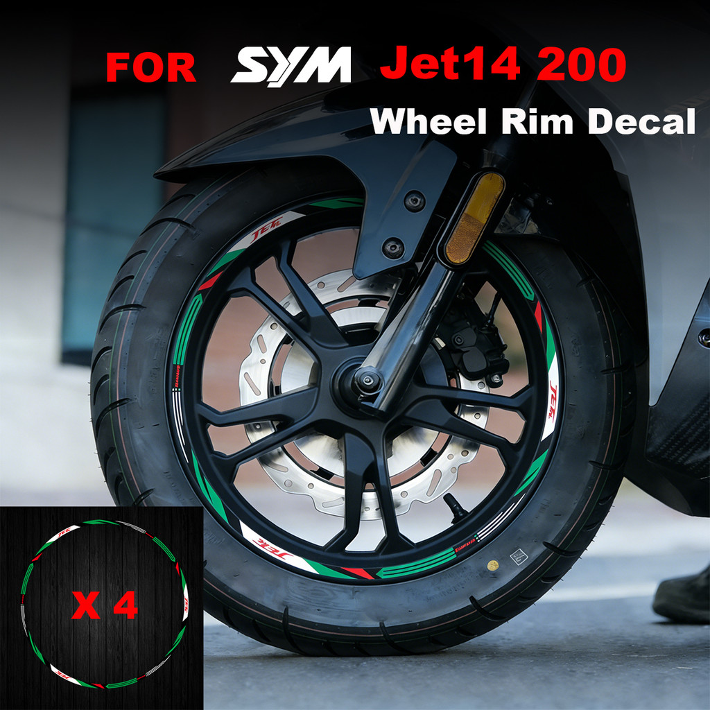 Dành Cho SYM Jet14 200 ABS EVO 14 Inch Bánh Xe Trung Tâm Vành Sọc Băng Miếng Dán Phụ Kiện Xe Máy Vin