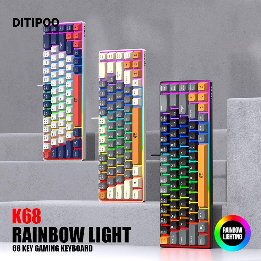 Bàn phím DITIPOO RAIKU K68, Bàn phím chơi game 68 phím phát sáng, Công tắc xanh Thái Phím bàn phím c