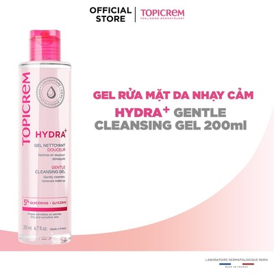 Gel rửa mặt TOPICREM không chứa xà phòng dành cho da khô và nhạy cảm HYDRA+ GENTLE CLEANSING GEL 200ML