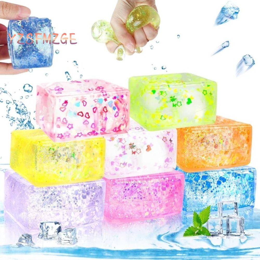 LONFENG Gel Ice Cube, Slow Rise Malt Sugar Long lanh Squishy Cube, Sáng tạo Giải nén Kết cấu mềm Squ