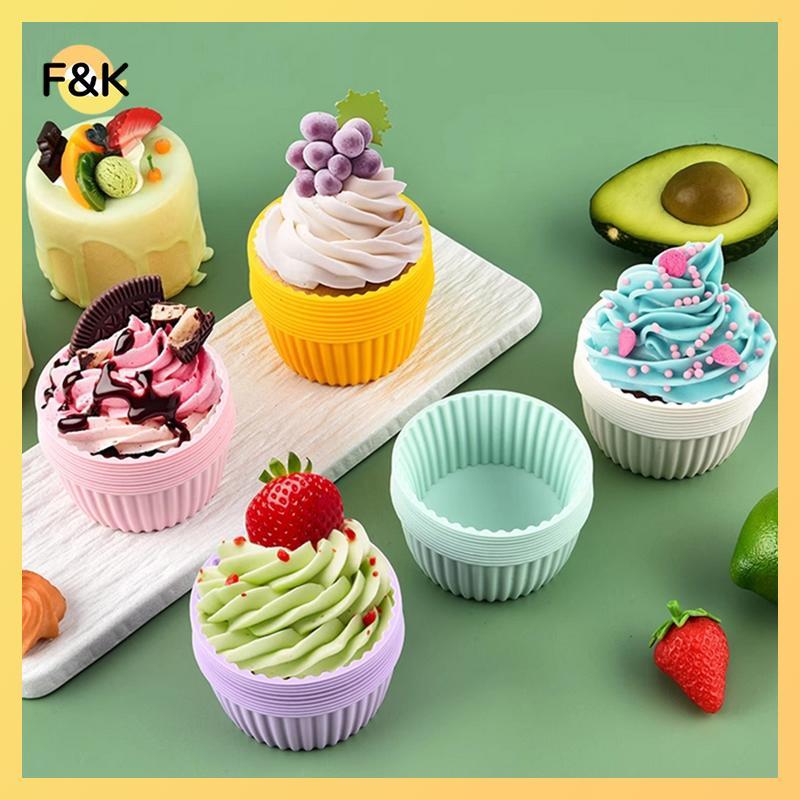 F & K 2 Khuôn Làm Bánh Silicon Cho Muffin Cupcake Nướng Thực Phẩm Silicon Bagels Chảo Nướng Bánh Min