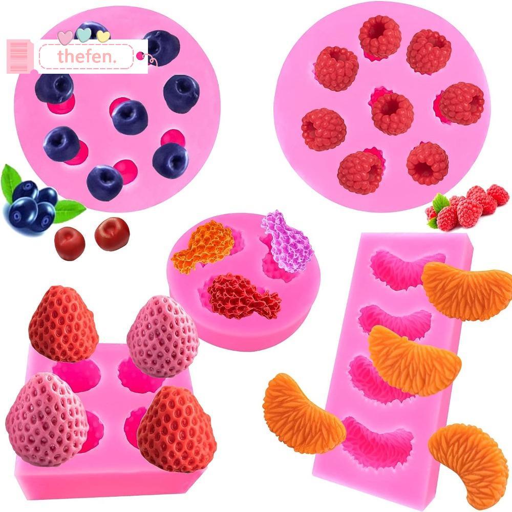 THEFEN 5 Khuôn Silicon, Khuôn Hình Trái Cây Quả Mâm Mâm Mâm Mâm Mâm Mâm Mâm Mứt Cam, Trang Trí Bánh 