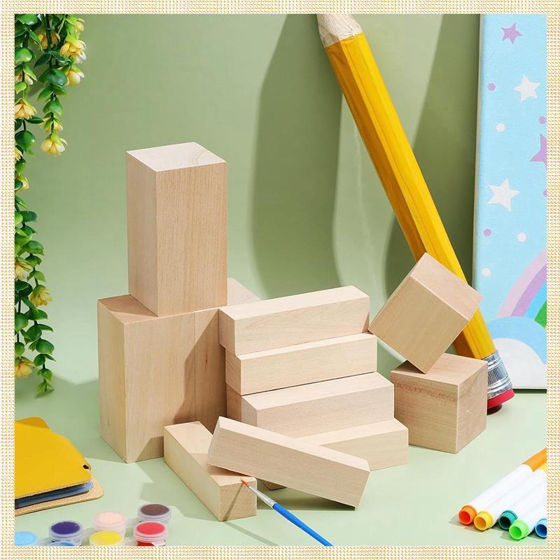 [1fnejakblh.ph] Basswood cho các dự án nghệ thuật DIY Khối khắc 13 mảnh Trống Whittling Khối gỗ Bộ k