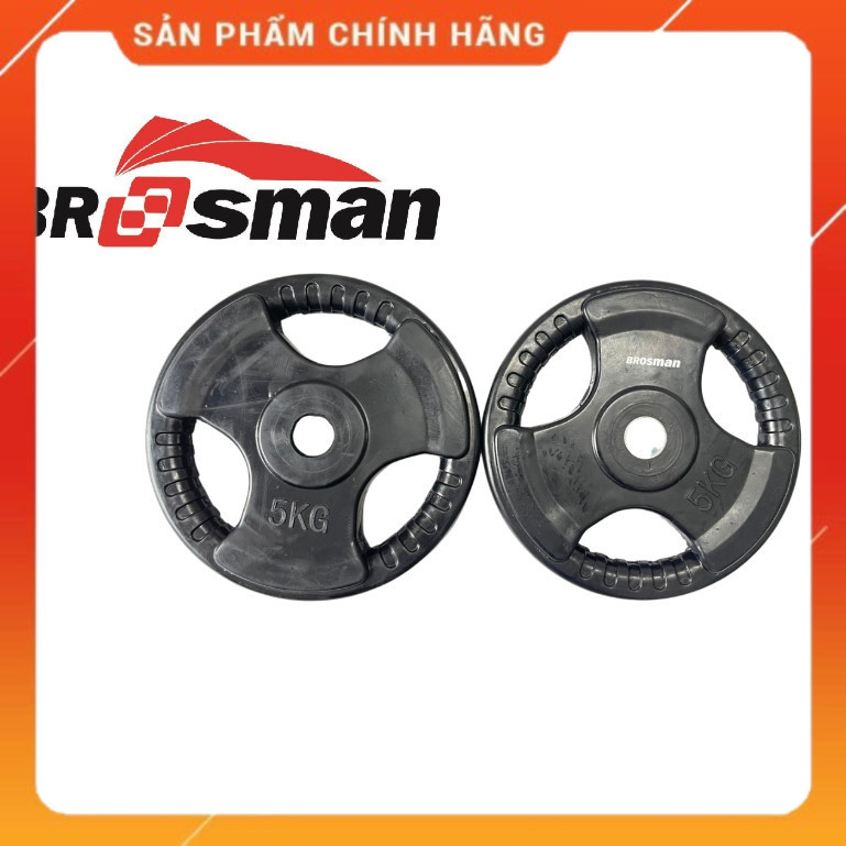 {Chính Hãng} Tạ đĩa cao su cao cấp 5kg Brosman nhập khẩu , Tạ bánh cao su 5kg, Tạ miếng cao su 5kg