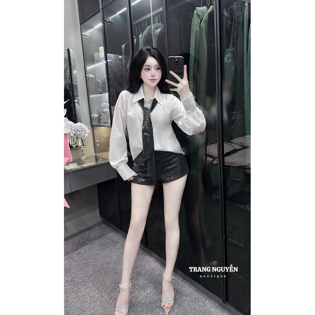 Set áo sơ mi quần bling