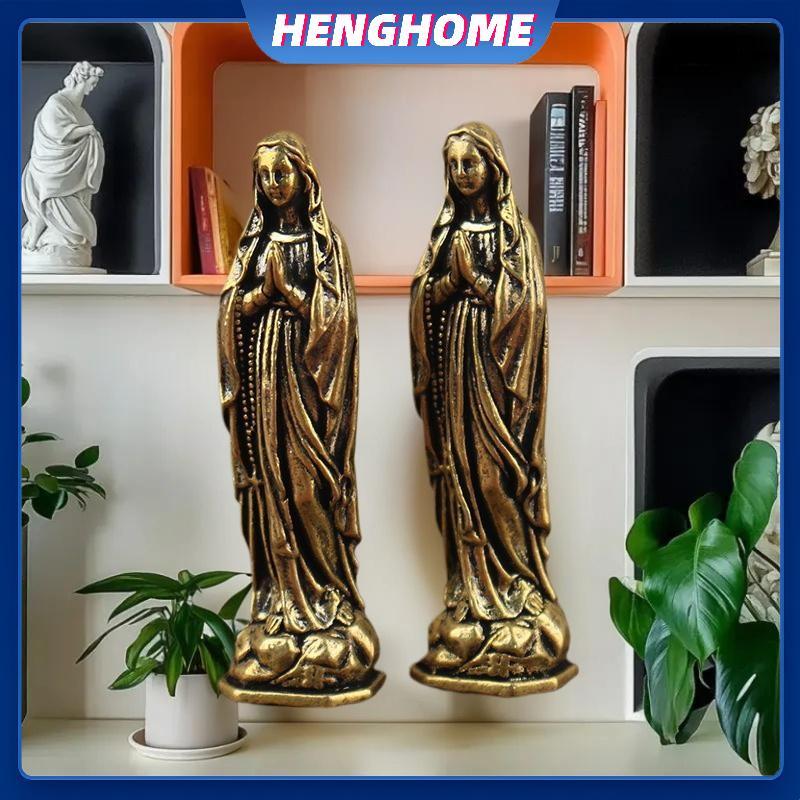 HENGHOME Đồng Maria Tượng Mặt Dây Chuyền Đồng Thau Maria Tượng Đồng Nguyên Chất Vintage Đức Trinh Nữ