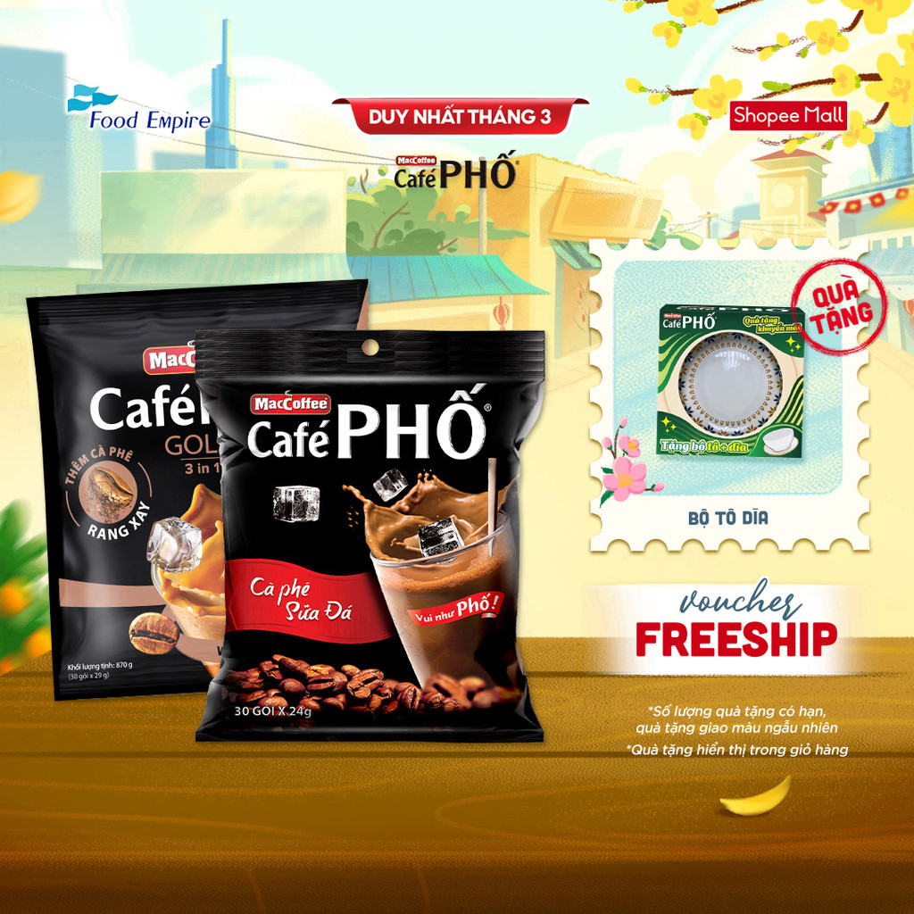 Combo 1 Túi cà phê MacCoffee Phố Sữa Đá & 1 Phố Sữa Đá Gold