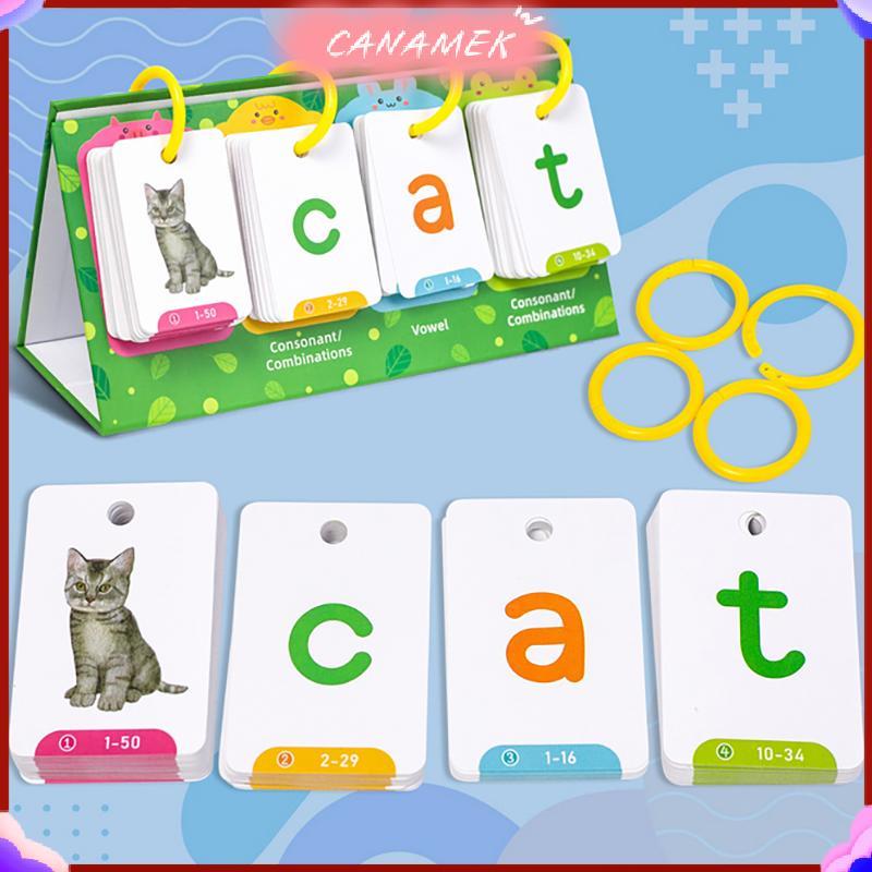 CANAMEK Kids CVC Words Flashcards Phonics Flip Chart Word Builder Sight Words Hoạt động Công cụ học 