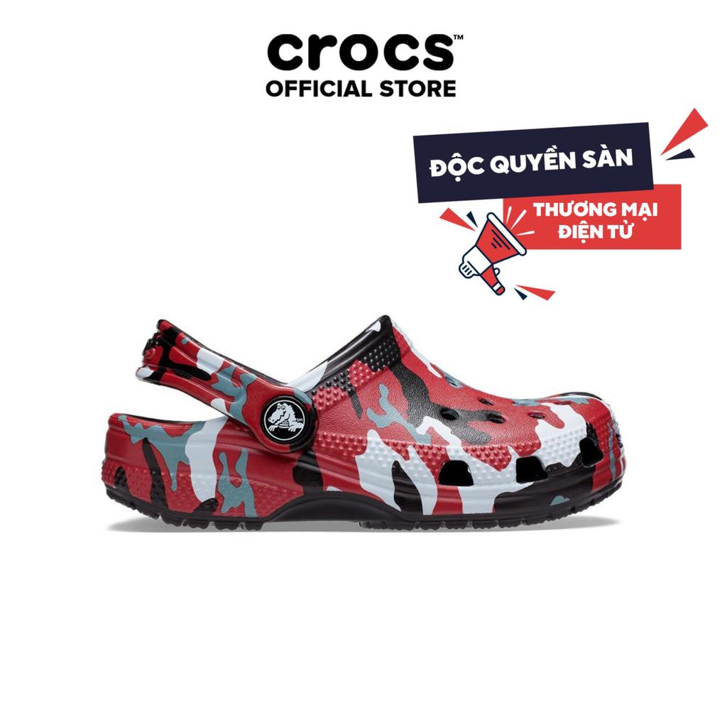 [SẢN PHẨM ĐỘC QUYỀN SÀN TMĐT]Giày Clog Trẻ Em Crocs Toddler Camo Classic - Black/Red - 207593-063