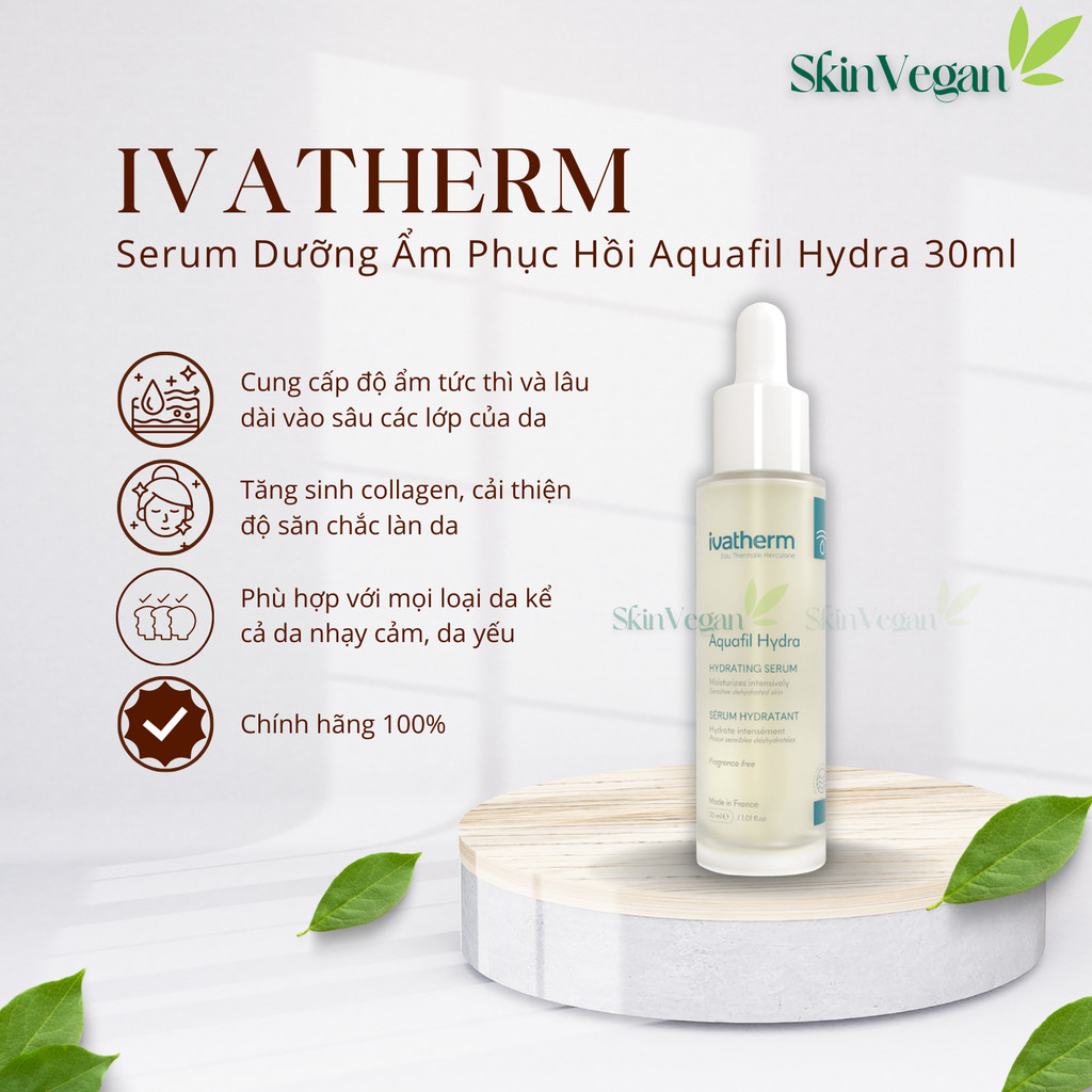 Serum Aquafil Hydra Hydrating IVATHERM Giúp Dưỡng Ẩm Phục Hồi & Trẻ Hoá Da 30ml
