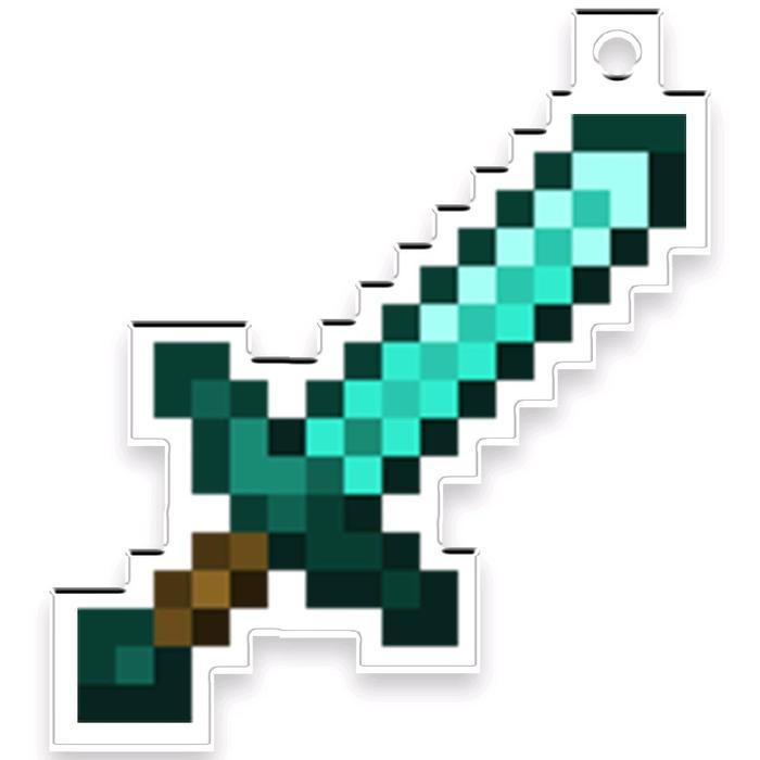 Ganci Gantungan kunci akrilik acrylic weapon minecraft sword, pickaxe, axe, shovel atau pedang, beli
