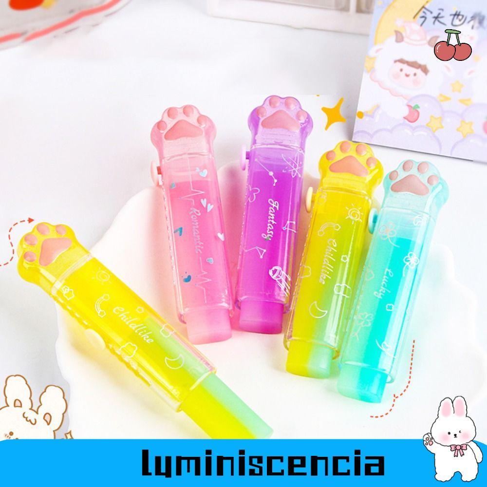 LUMINISCENCIA Cat Correction Rubber, No Residue Portable Pencil Eraser, Jelly Color Retractable Cat 