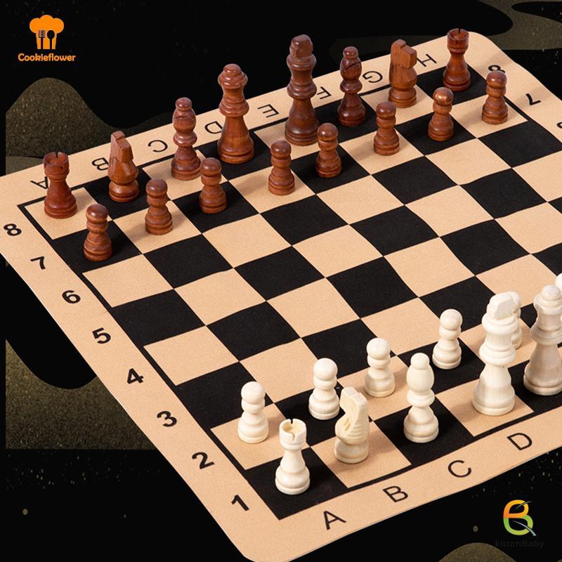 [Kitten-t] 32 Miếng Cờ Vua Bằng Gỗ Hoàn Chỉnh Cờ Vua Gỗ Baord Bộ Cờ Vua Phụ Kiện Bộ Cờ Vua Trẻ Em Qu
