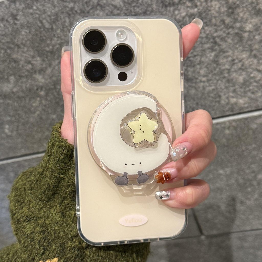 Hxidm Lỗ Lớn Từ Tính Đơn Giản Ngôi Sao Trắng Mặt Trăng Giá Đỡ Từ Tính Thích Hợp Cho ihone17promax Ap