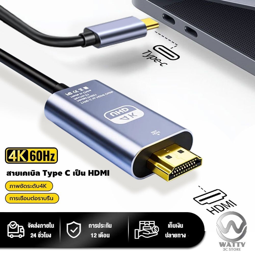 Cáp USB C TO HDMI 4K Nhôm Type-C Thunderbolt 3 & 4 Cho iPhone 15 Series Mac Ipad Pro Dell Và HP