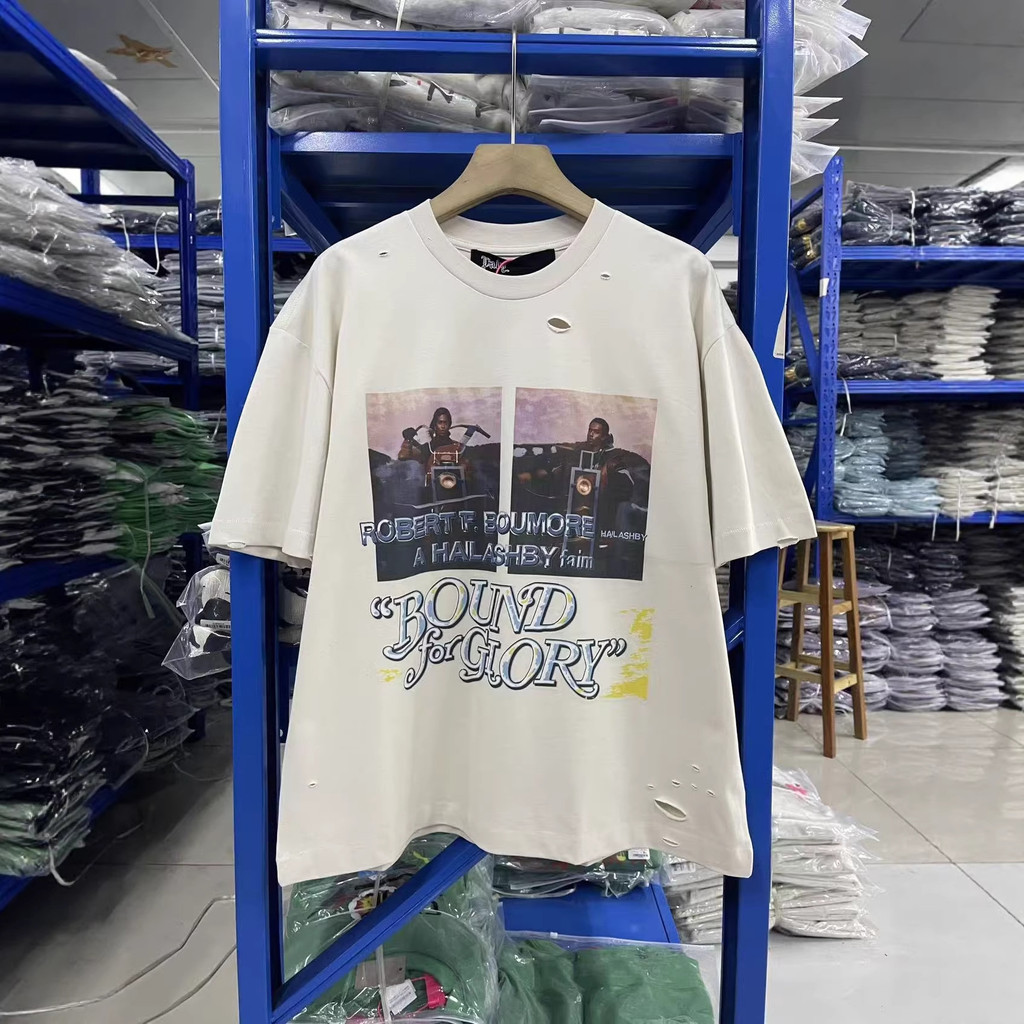 RVQY Paly Hollywood Street casual style printed short sleeve shirt T Unisex loose-fitting round-neck