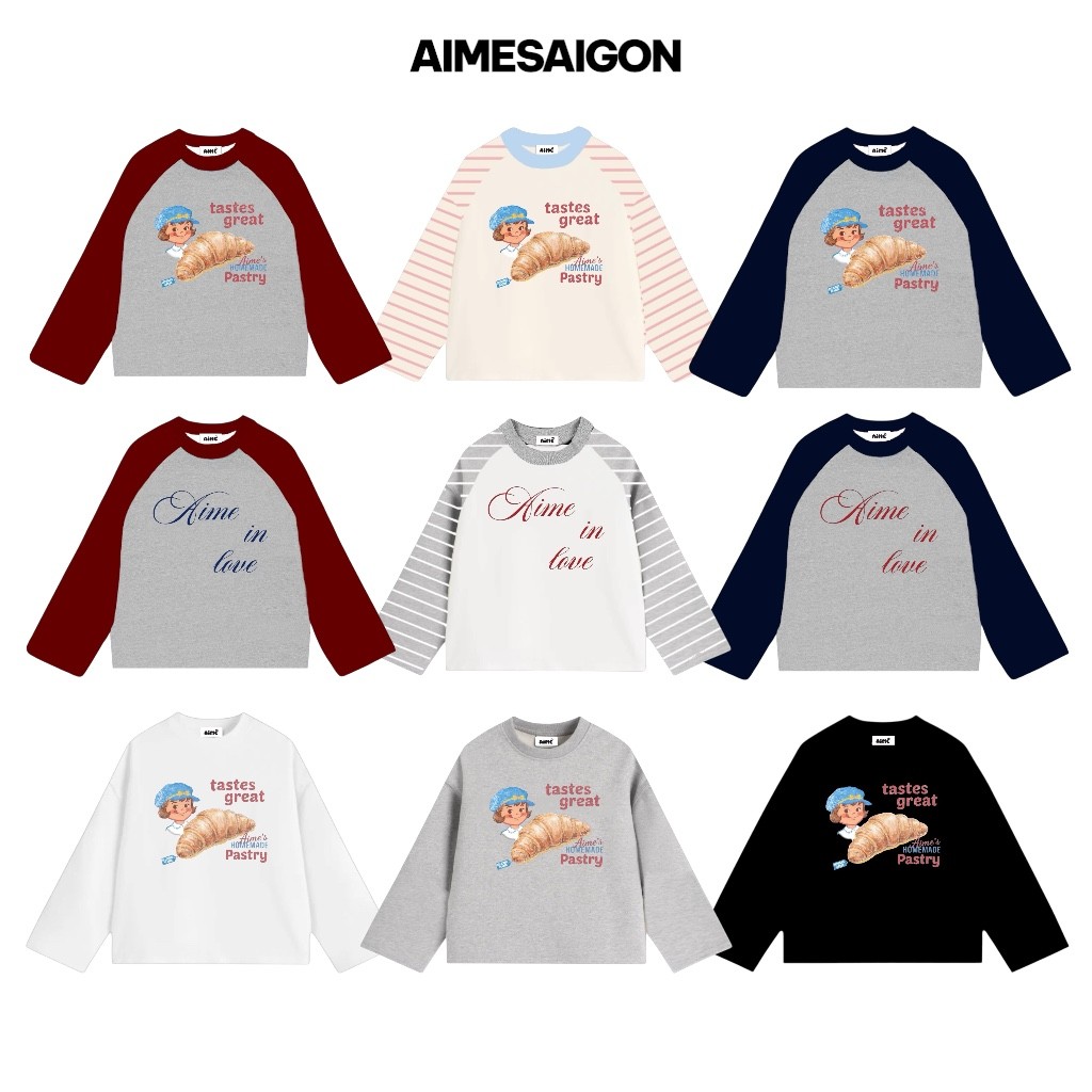 [Ver6] Áo Thun Tay Dài Raglan Cotton Long Sleeve Sọc Boxy AIMÉ Form Rộng Cổ Tròn Unisex Nam Nữ Basic Áo Mùa Hè | BigBuy360 - bigbuy360.vn