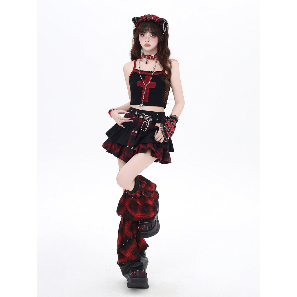 Kii Wii Váy chữ A kẻ sọc Gothic cổ cao dành cho nữ mùa hè mới 260319 | BigBuy360 - bigbuy360.vn