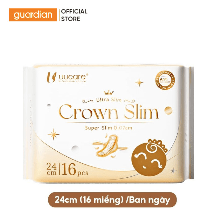 Băng Vệ Sinh Uucare Crown Slim 0.07cm Dùng Ban Ngày 24cm 16 Miếng | Guardian Việt Nam