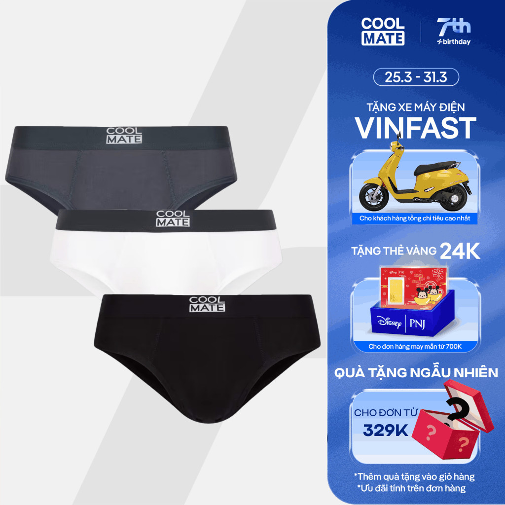 Combo 3 Quần lót tam giác nam BRIEF BAMBOO mềm mại, thấm hút, kháng khuẩn Coolmate
