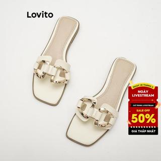 Lovito Dép đế phẳng thông thường Dép bệt bằng kim loại trơn dành cho nữ LFA45389
