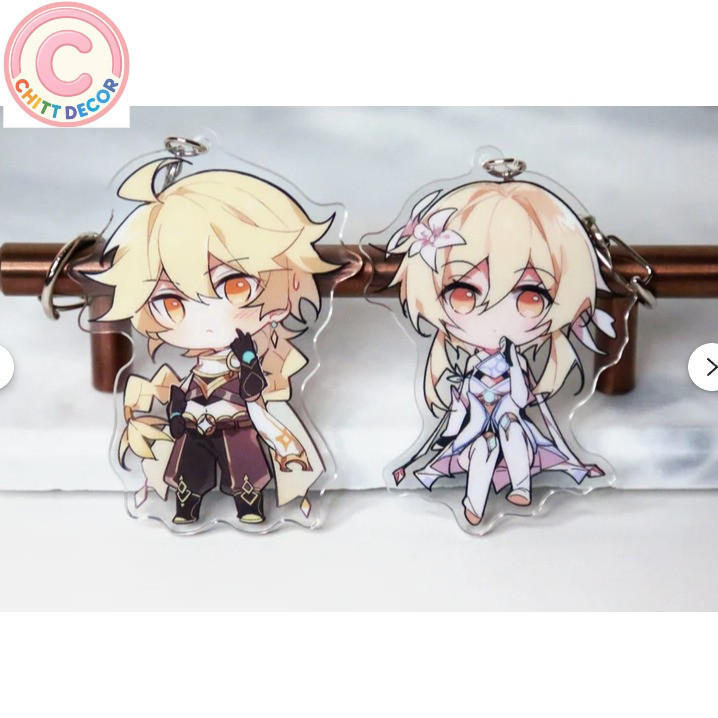 Traveller Keychains (Aether and Lumine) - Acrylic Charms Genshin Impact