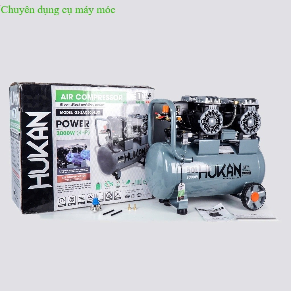 Máy nén khí không dầu HUKAN G2-2AC50L-LUX, 4HP, 3000w, 50L -- SHOP DỤNG CU