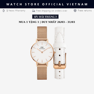 [Chính Hãng] Đồng Hồ Nữ Daniel  Classic Petite Melrose White Size 28mm&32mm Kèm Dây Da Bondi Chính Hãng