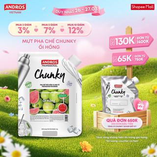 Mứt Pha Chế Ổi hồng - Có miếng trái cây thật - Nguyên liệu pha chế - ANDROS CHUNKY - 1kg