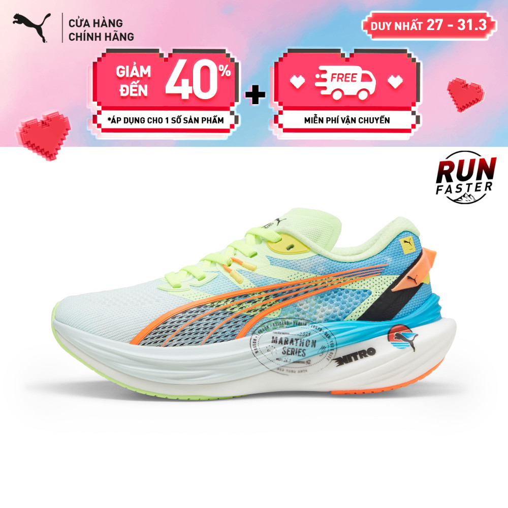 Giày Chạy Bộ PUMA Nữ Deviate NITRO 3 MS Wns Nitro Blue-Fizzy Apple Màu Xanh