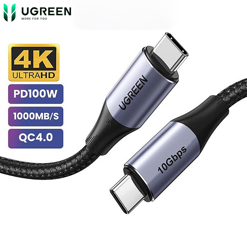Cáp USB-C 3.2 Gen2 Ugreen 80150 US355 Truyền Dữ Liệu 10Gbps Hỗ Trợ kết nối màn hình 4K@60Hz