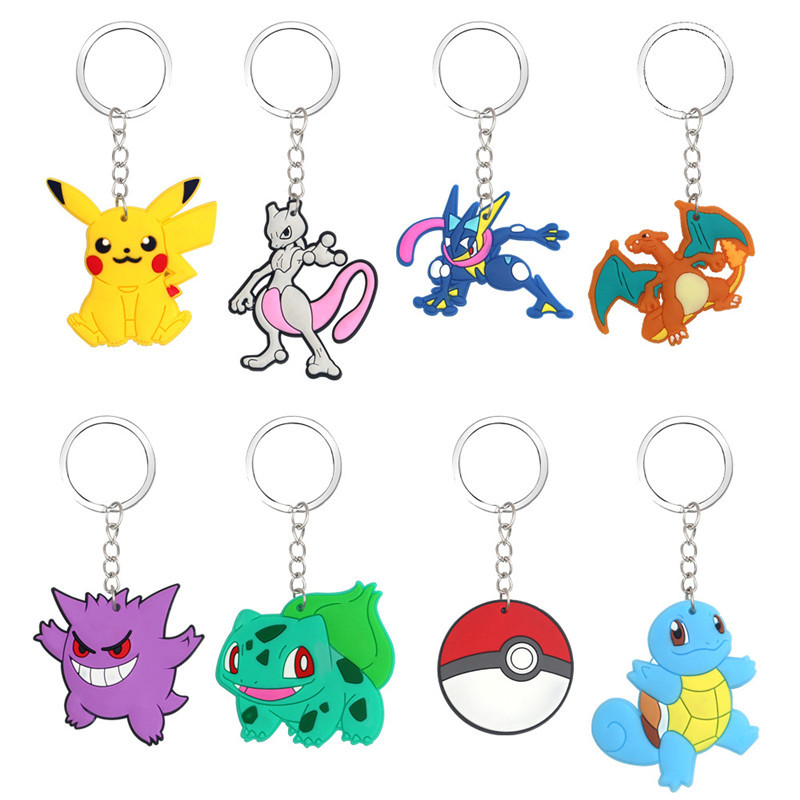 8pcs Pokemon Pikachu KeyChain Schoolbag Pendant Decoration Key Holder Anime Decor Key Buckle Birthda