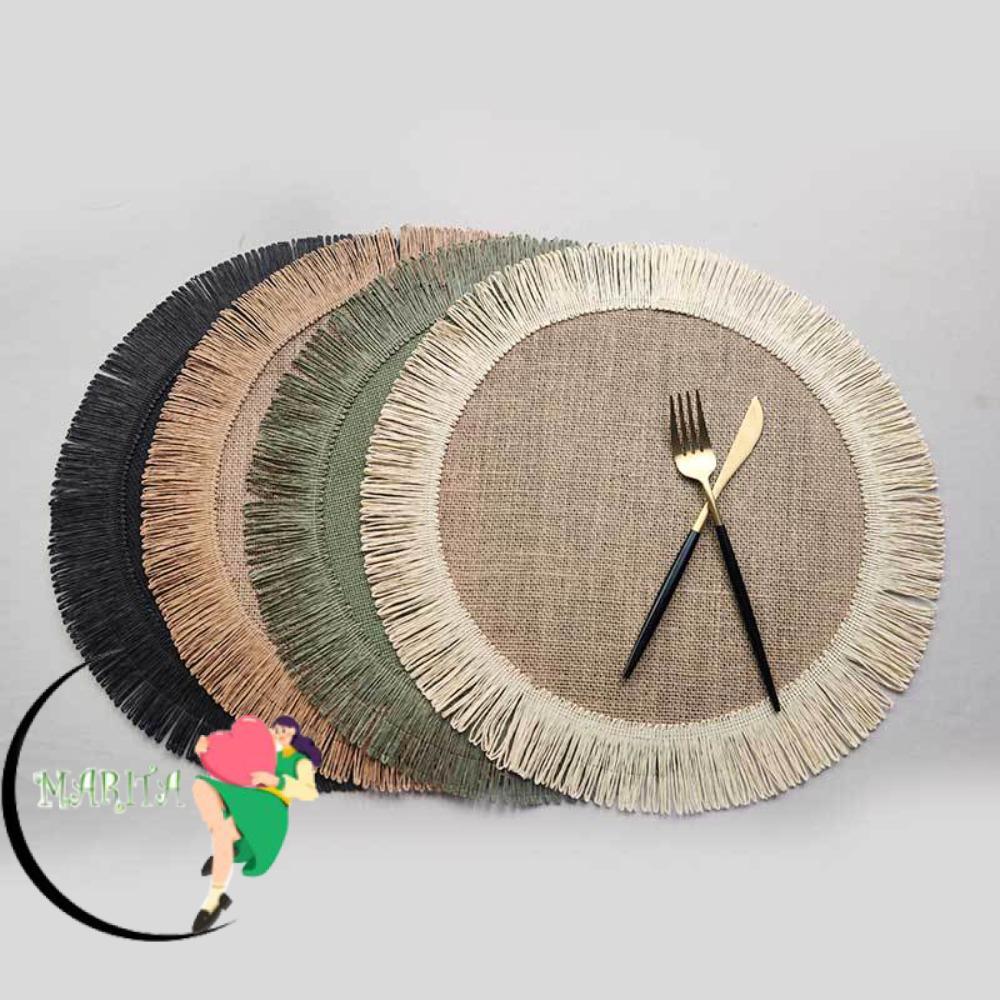 MARITA Placemat Jute Fringe Cách nhiệt đơn giản