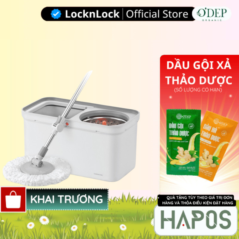 Bộ cây lau nhà LocknLock Chính hãng, xoay 360 màu xám ETM440GRY - HAPOS LBE
