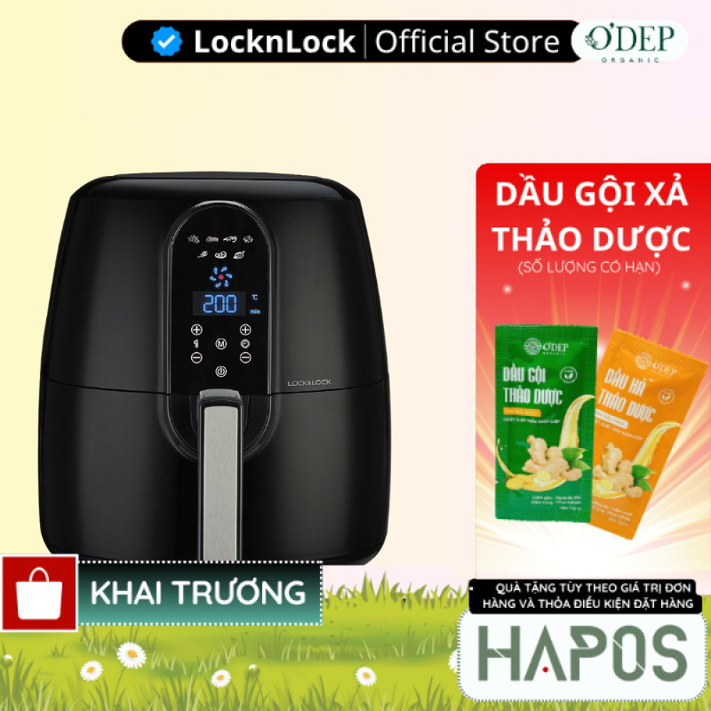 Nồi chiên không dầu LocknLock 5,2 Lít Chính hãng, EJF351BLK - HAPOS LBE