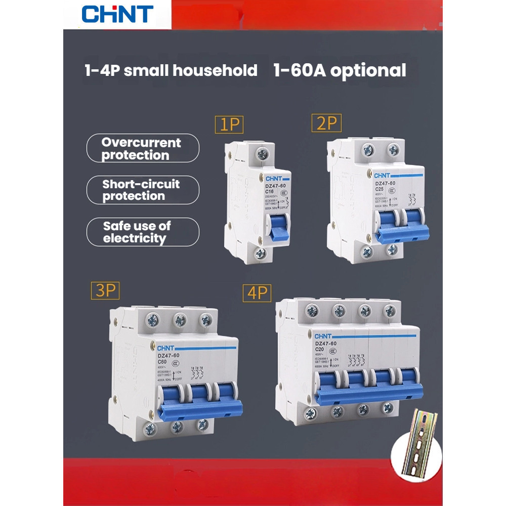 Điện CHINT 2 Hộ Gia Đình Đồng Hồ 3P Nhỏ 63a Ngắt Mạch 4 Mở 1p Công Tắc Không Khí DZ47 Chuyến Đi 60 Đ