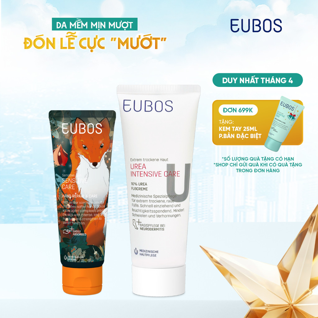 Combo Kem Dưỡng Da Tay EUBOS 75ml Và Kem Nứt Gót Dưỡng Da Chân UREA 10% Foot Cream 100ml Dưỡng Ẩm