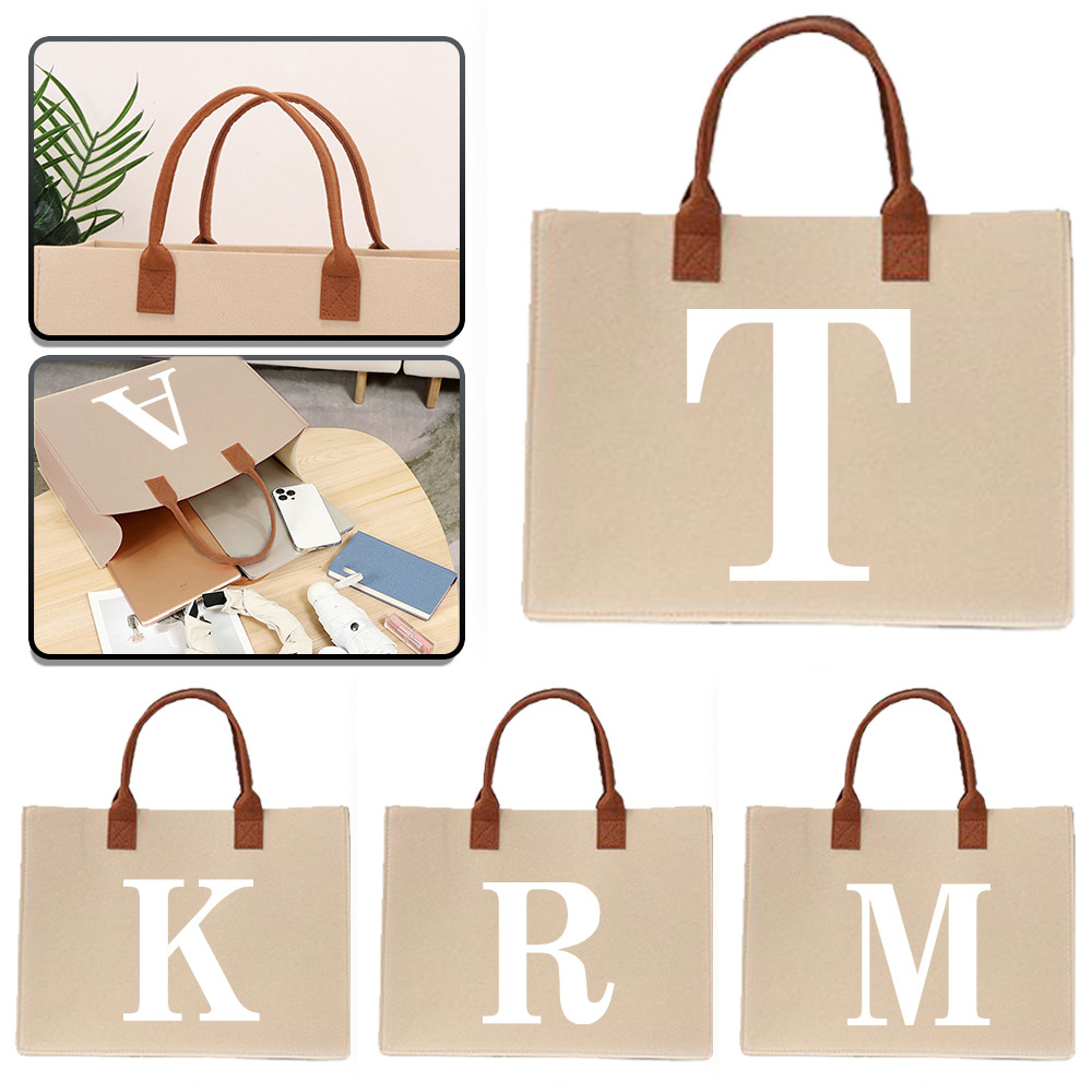 Exquisite print 【Lowest price】 In stock Thickened Commuter shopping bag Felt tote bag Large felt tot