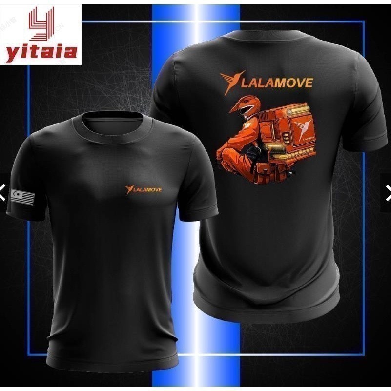 D3 thời trang 2025 YtaiaBAJU LALAMOVE FOOD GIAO HÀNG RIDER ÁO THUN ĐEN ÁO THUN MICROFIBER ROUNDNECK 