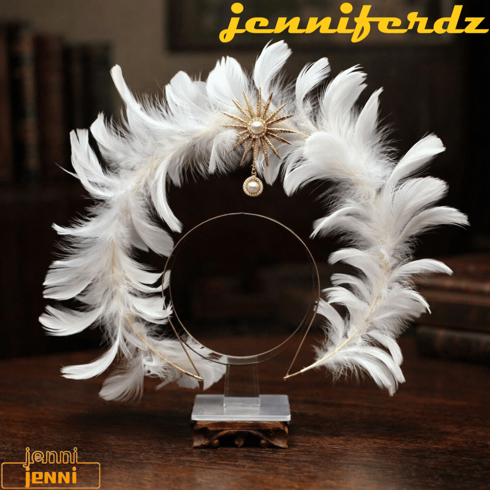 JENNIFERDZ Feather Halo Crown Headband, Dress Up Đạo cụ hai lớp Virgin Mary Halo Queen Tiara, Trang 