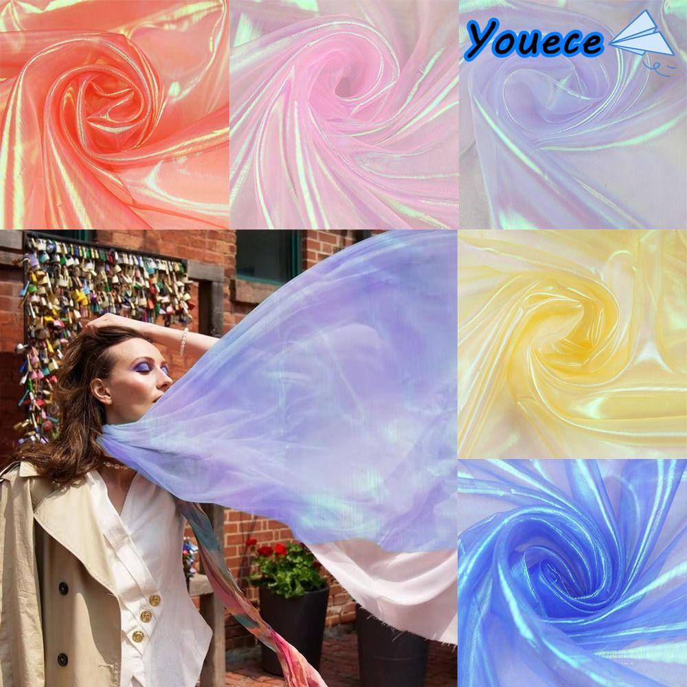 YOUCE Vải Organza, Vải tuyn Laser sáng bóng trong suốt, Chất liệu thủ công Váy Organza mỏng Thiết kế