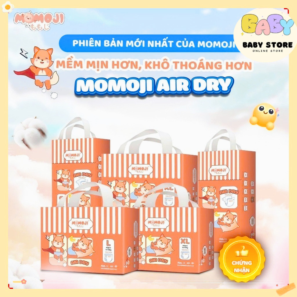 Tã Bỉm Quần MOMOJI AIR DRY Êm Mềm, Siêu Khô Thoáng, An Toàn Cho Bé không quà