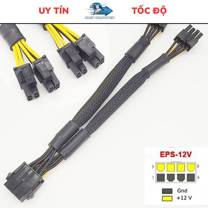 Cáp Chuyển Đổi/ Cáp Chia Nguồn CPU 8 Pin Sang 8 Pin (4 + 4), Cáp nối dài 8 Pin CPU