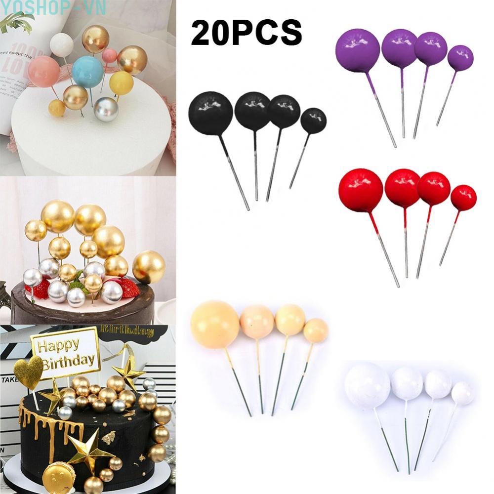 [Ysp]Cake Toppers Birthday Brand New Golden Ball Cake High Quality Mixed Size