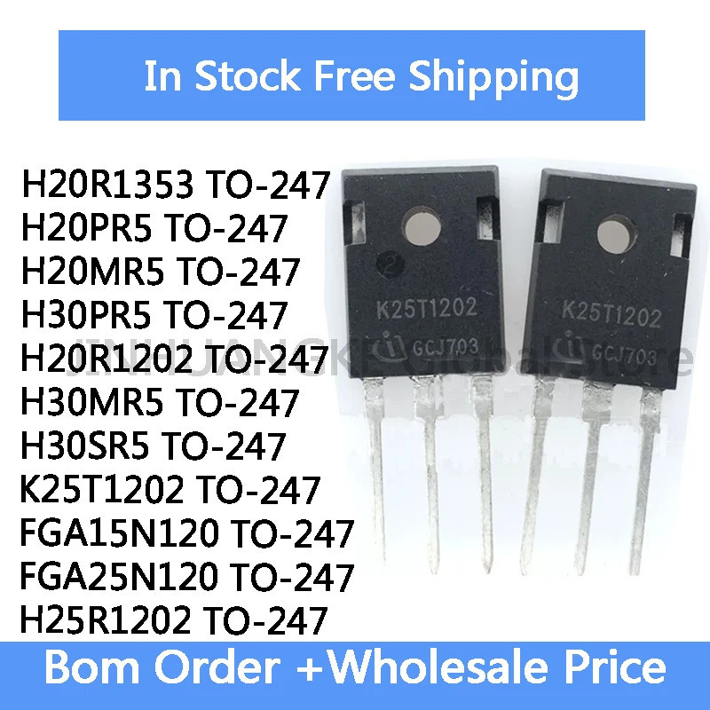 5 Chiếc H20PR5 H20MR5 H30PR5 H30MR5 H30SR5 H20R1202 H20R1353 FGA15N120 FGA25N120 H25R1202 K25T1202 T